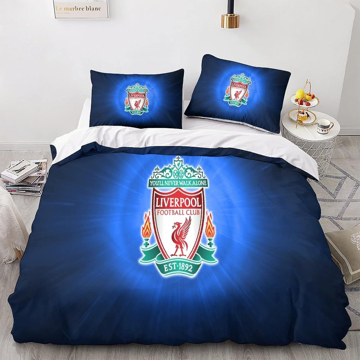 Kerota Liverpool Adult Bedding Set D Duvet Cover with Zipper, Microfiber Double Duvet Cover and Pillowcase Pieces 135*200 CM Double200x200cm