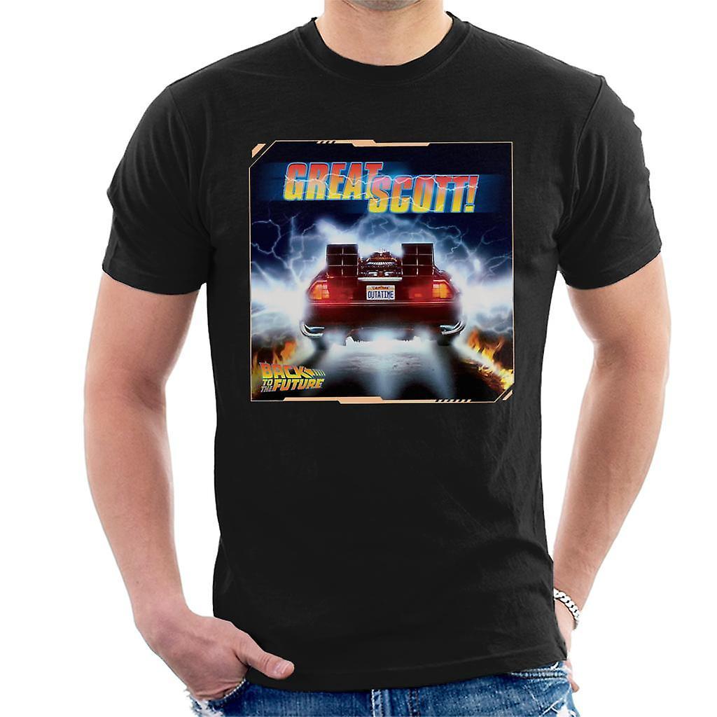 Back to the Future Delorean Great Scott Men's T-Shirt Black X-Large