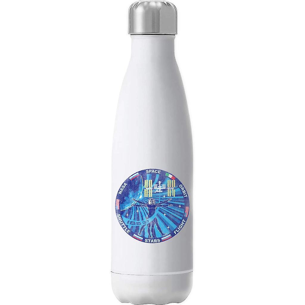 NASA ISS Expedition 37 Mission Badge Distressed Insulated Stainless Steel Water Bottle White 500ml