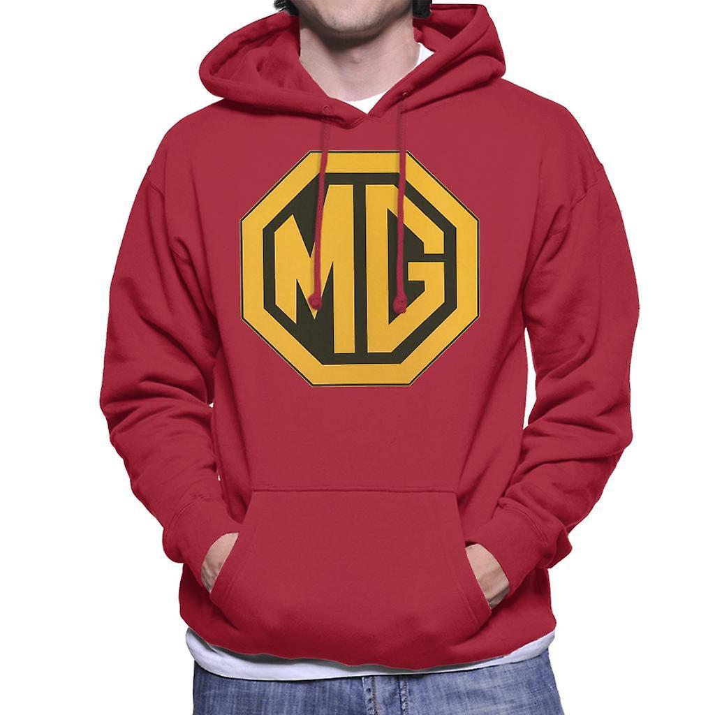 MG Gold Logo British Motor Heritage Men's Hooded Sweatshirt Cherry Red Medium