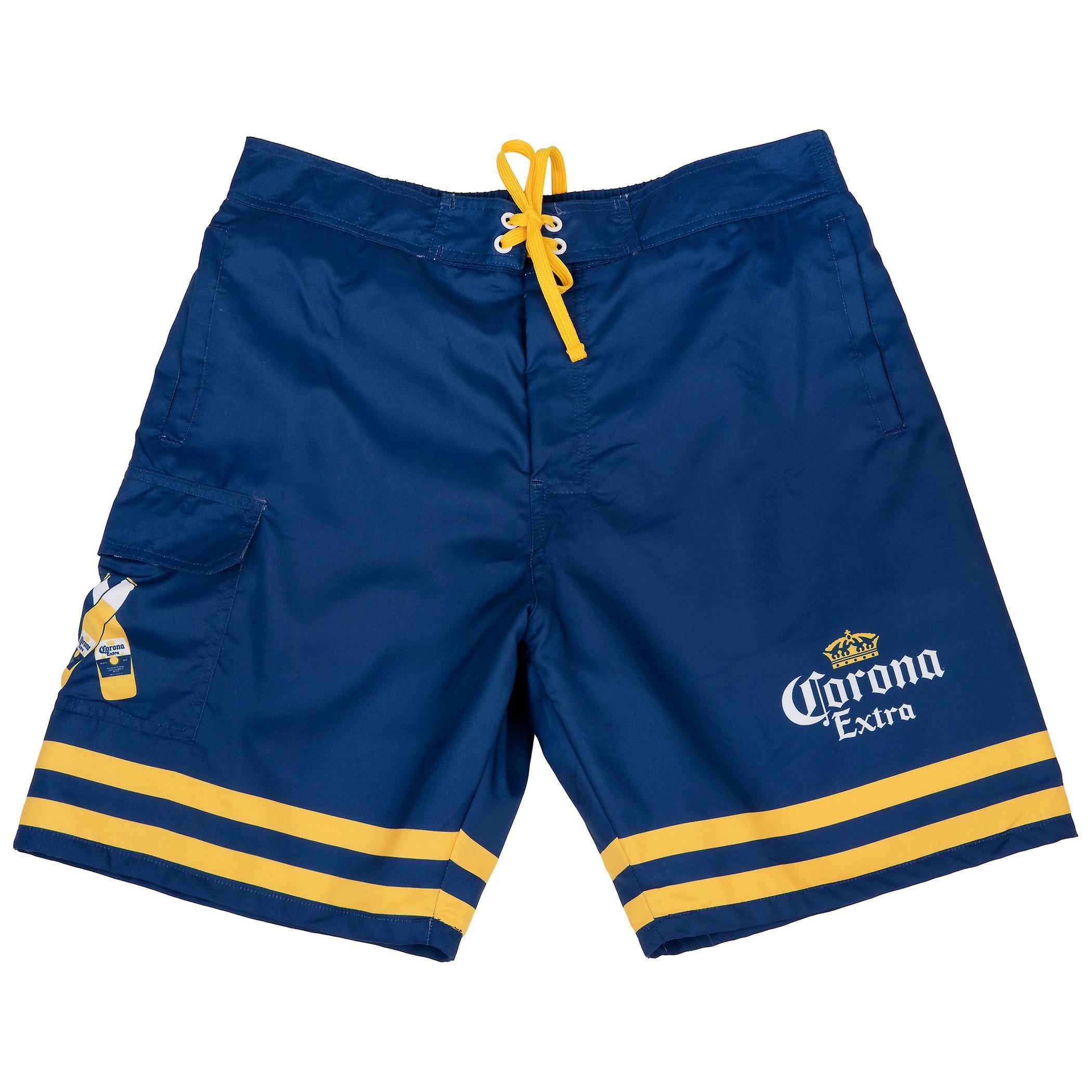 Beers Corona Extra Crossed Bottles Board Shorts Blue Small