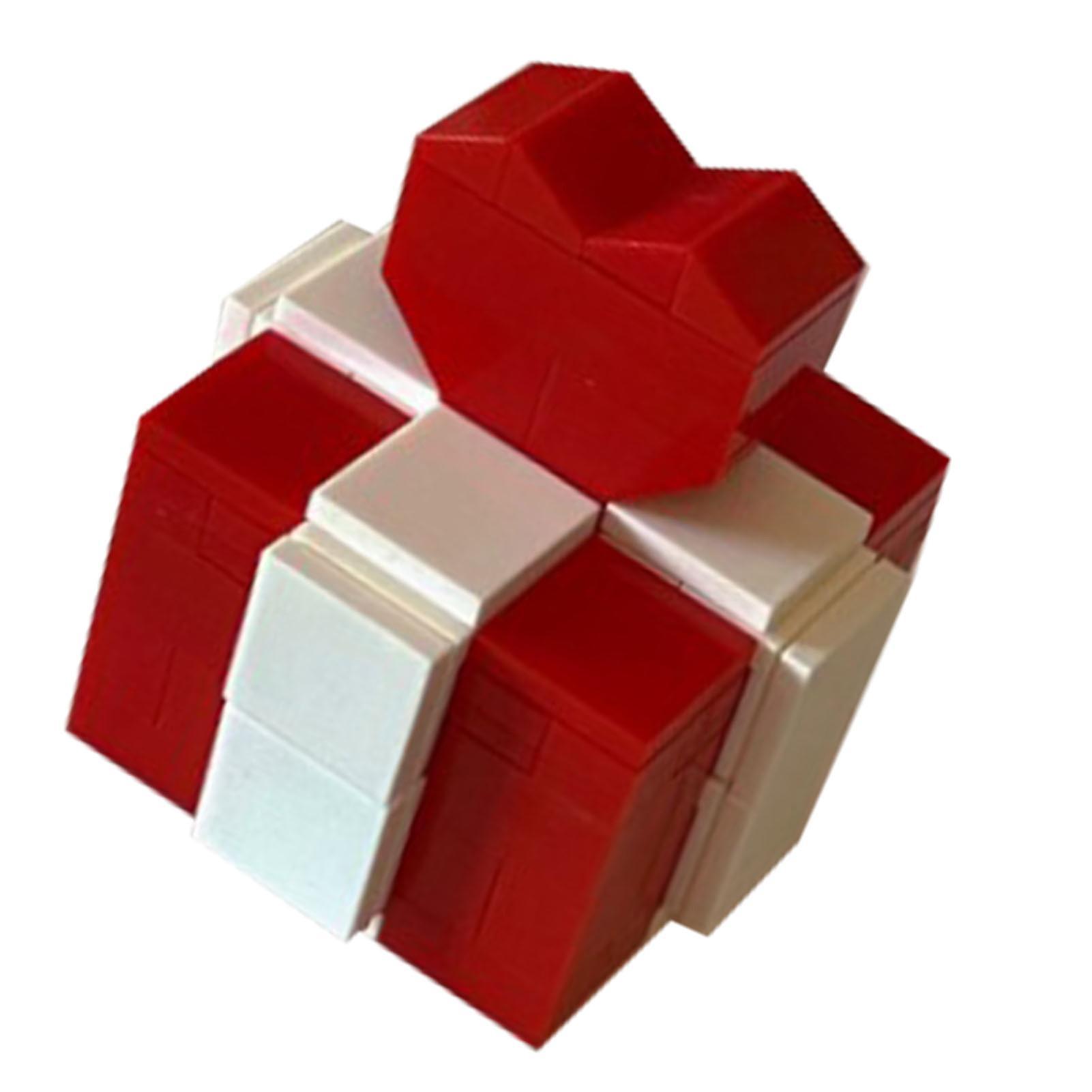 Dmdm Ring Box Heart Shape Assembling Blocks Ring Gift Box For Engagement Birthday Gift Red And White