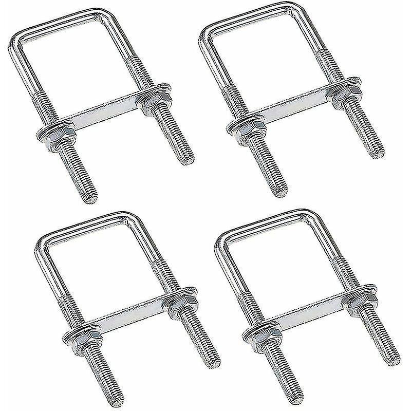 Banmo 4 Pieces U-bolts M6 U-bolt 80 X 50mm, Stainless Steel U-bolt With Nut Plates Washer, Clamp Bolts For