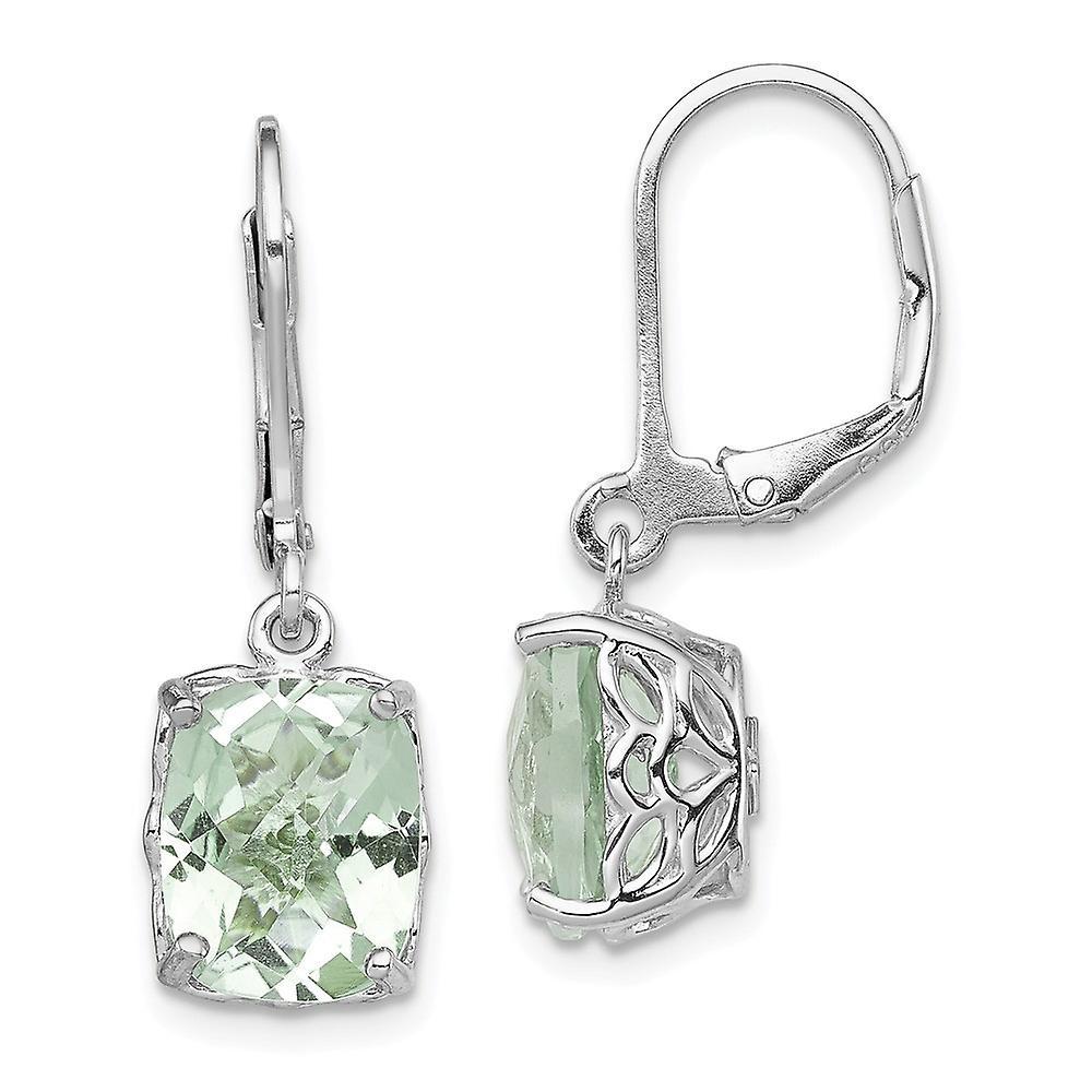 JewelryWeb 925 Sterling Silver Dangle Polished Leverback Green Quartz Earrings Measures 26x8mm Wide Jewelry Gifts for Women