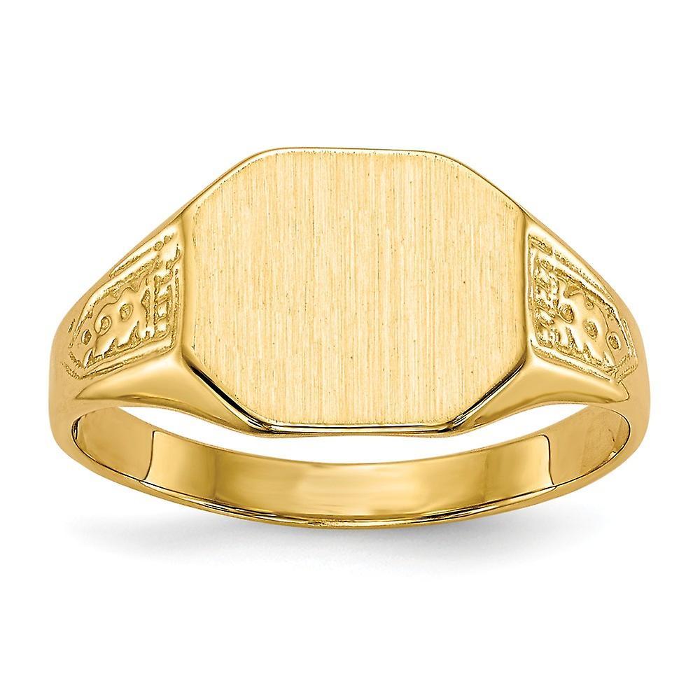 JewelryWeb 14k Yellow Gold Solid Back Engravable Signet Ring Size 6 Jewelry Gifts for Women - 2.8 Grams