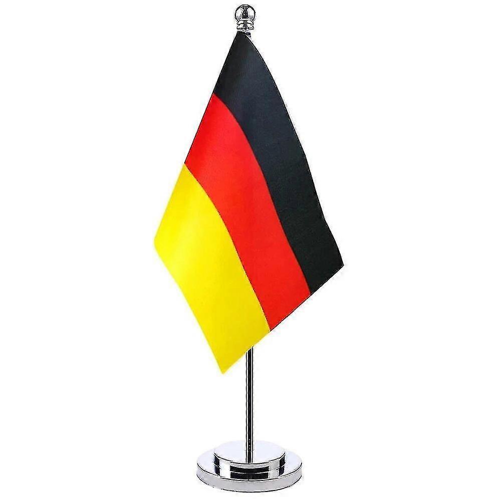 Jeek 14x21cm Office Desk Flag Of Germany Banner Boardroom Table Stand Pole Stick The German Cabinet Flag Set Meeting Room Decor Germany Silver Color