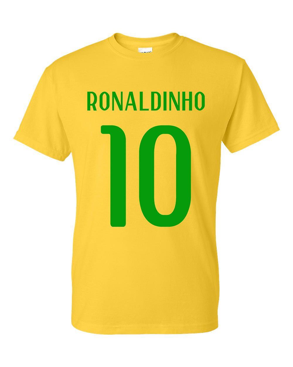 Gildan Ronaldinho Brazil Hero T-shirt (yellow) XXL (50-52 inch)