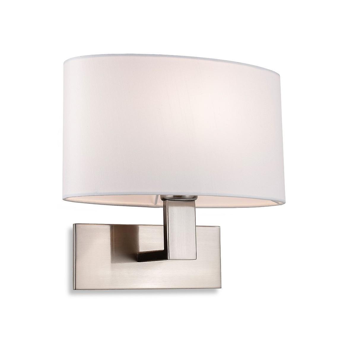 Webster 1 Light Single Indoor Wall Light Brushed Steel Cream Shade E27