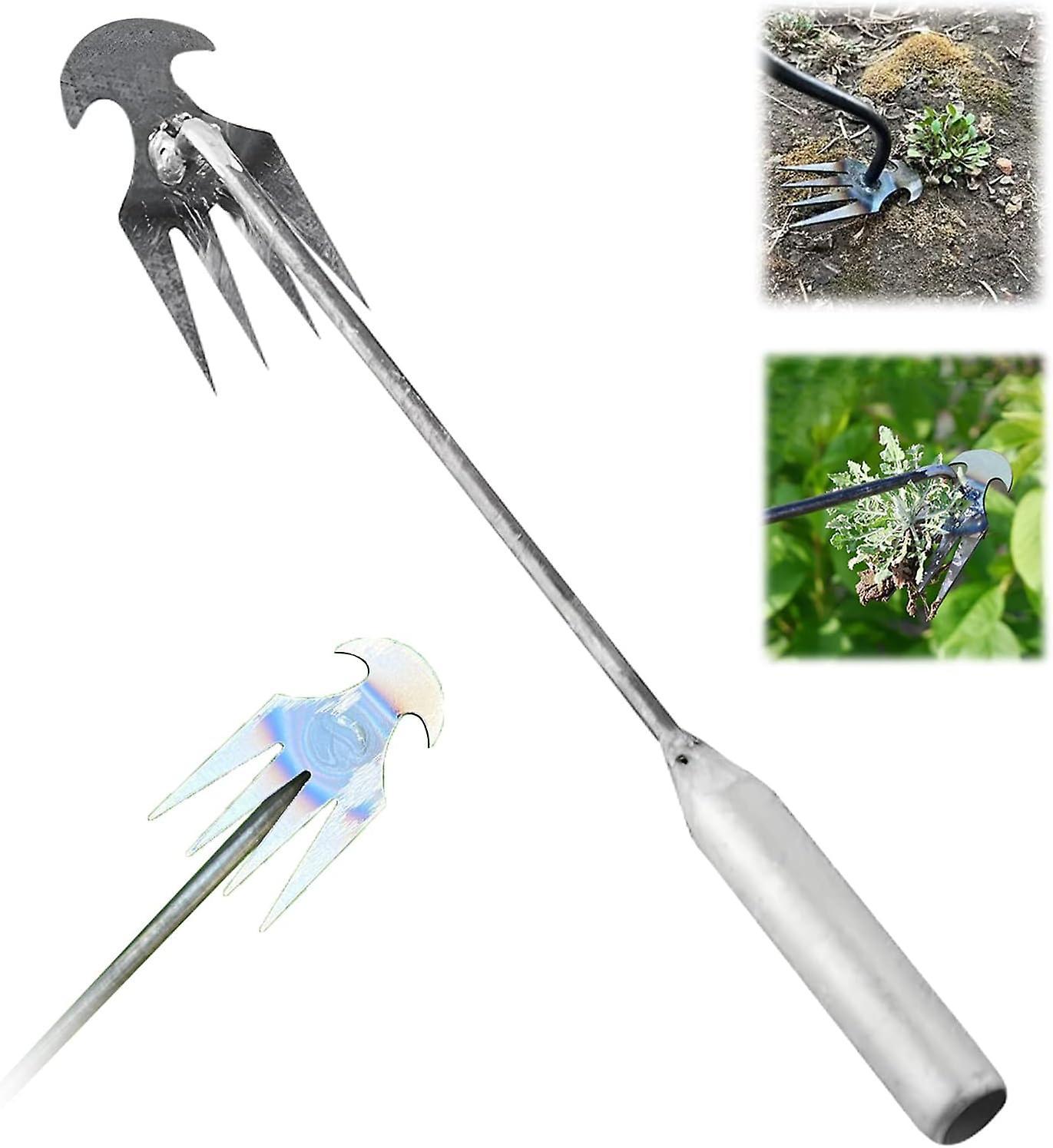 Wtowin Garden Weeder Puller, Hand Uprooting Weeding Tool Weeding Artifact Tool, Deluxe 4-claws Metal Weed Removal Weeding Tool Easy Root Remover A ...