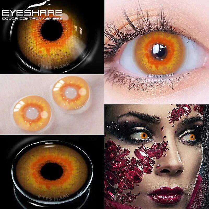 Aionyaaa D'orella 1 Pair Cosplay Lenses Colored Contact Lenses For Eyes Anime Accessories Anime Lenses Halloween Lenses Yearly Eye Lenses GOLDEN EY...