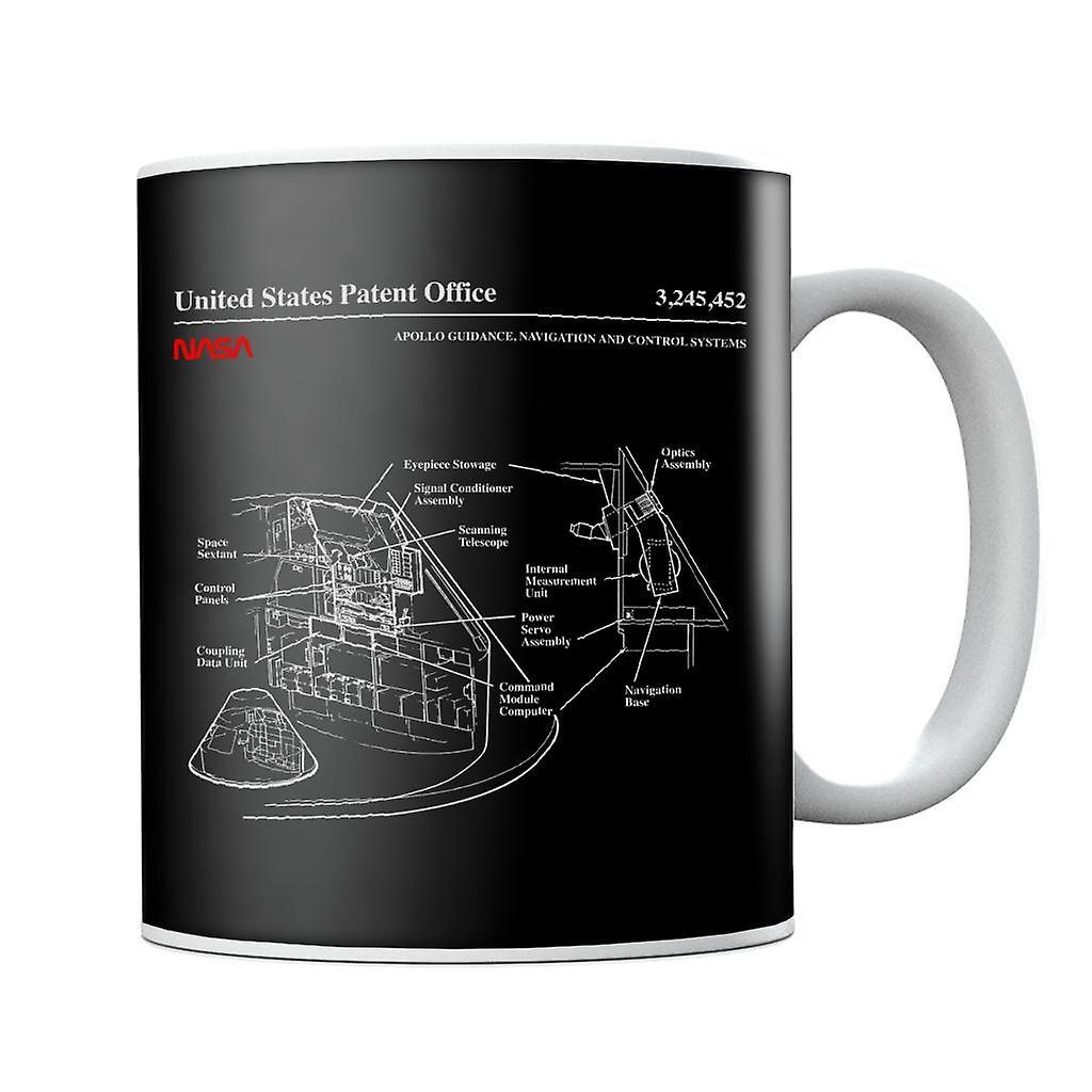 NASA Apollo Control Systems Blueprint Mug Black 10oz