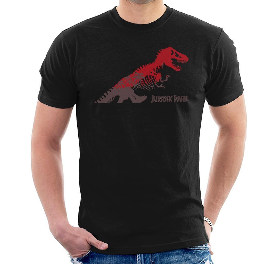 Jurassic Park T Rex Red Skeleton Silhouette Men's T-Shirt Black Small