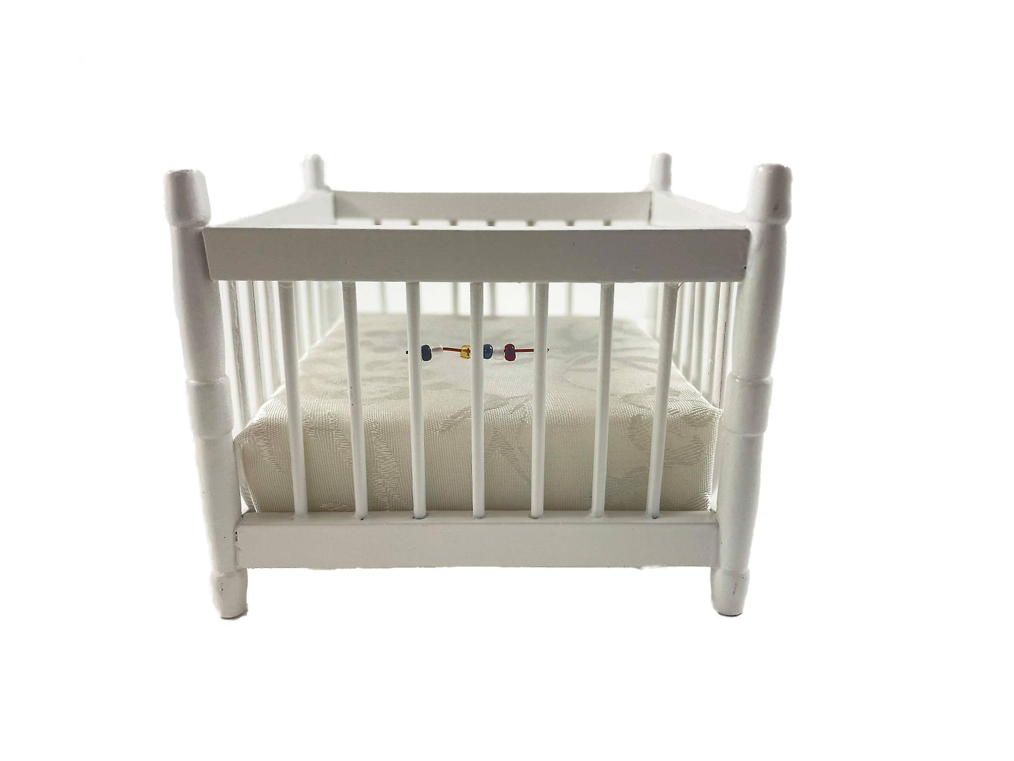 Melody Jane Dolls Houses Dolls House Baby's White Wooden Playpen Miniature Nursery Furniture Play Pen