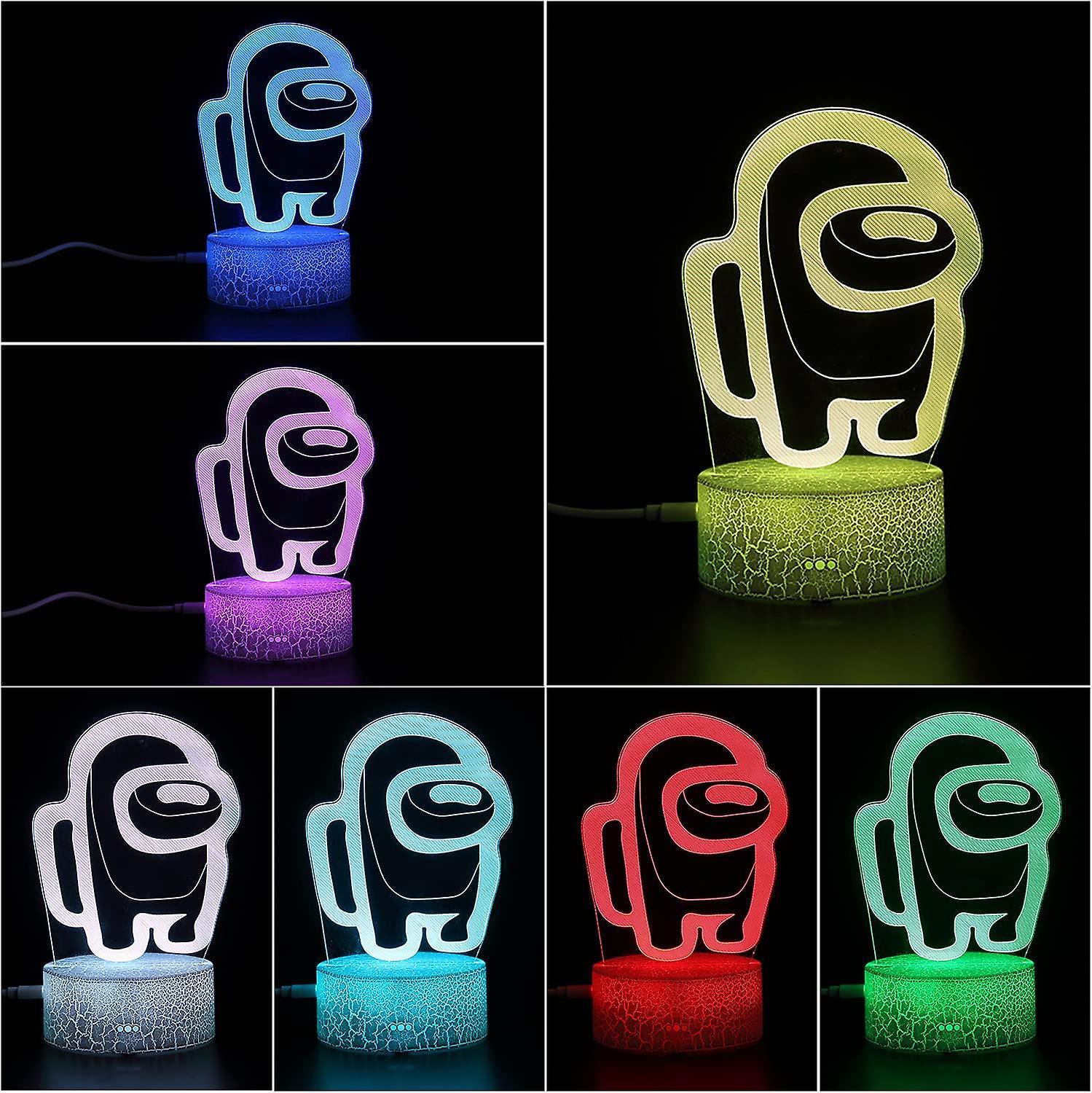 Liangnv 3d Illusion Table Lamp, 7 Colors Illusion Night Light Among Us Game Table Lampusb Powered 7 Color Led Lamp With Touch Switch Children Gift ...