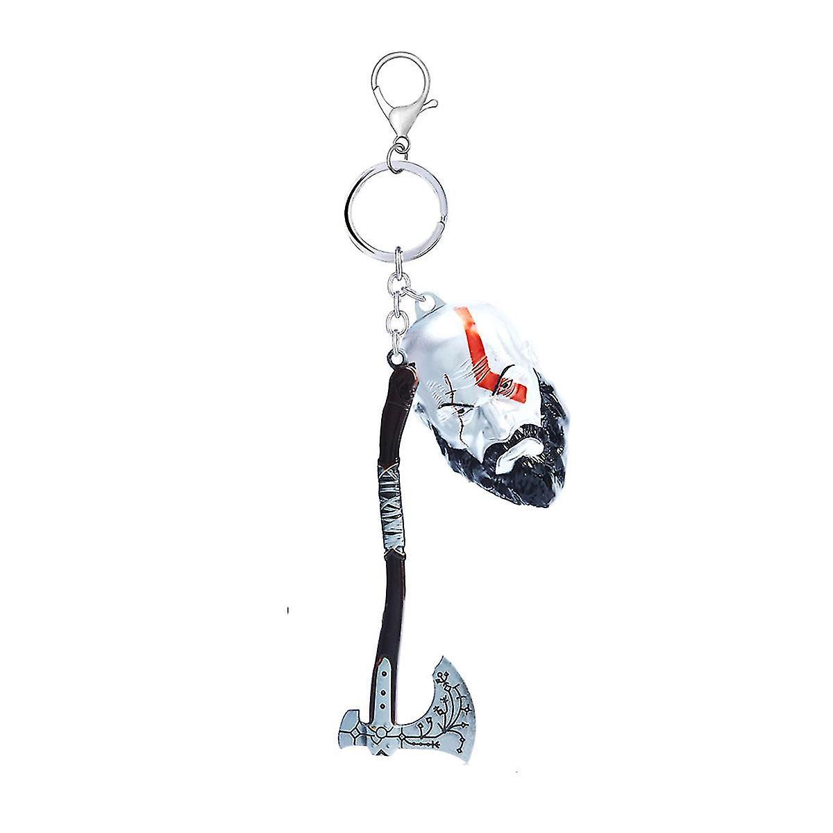 Tikuajgift God Of War Kratos Mask And Ax Anime Key Chain Key Ring Bag Pendant Keyring Christmas Gift