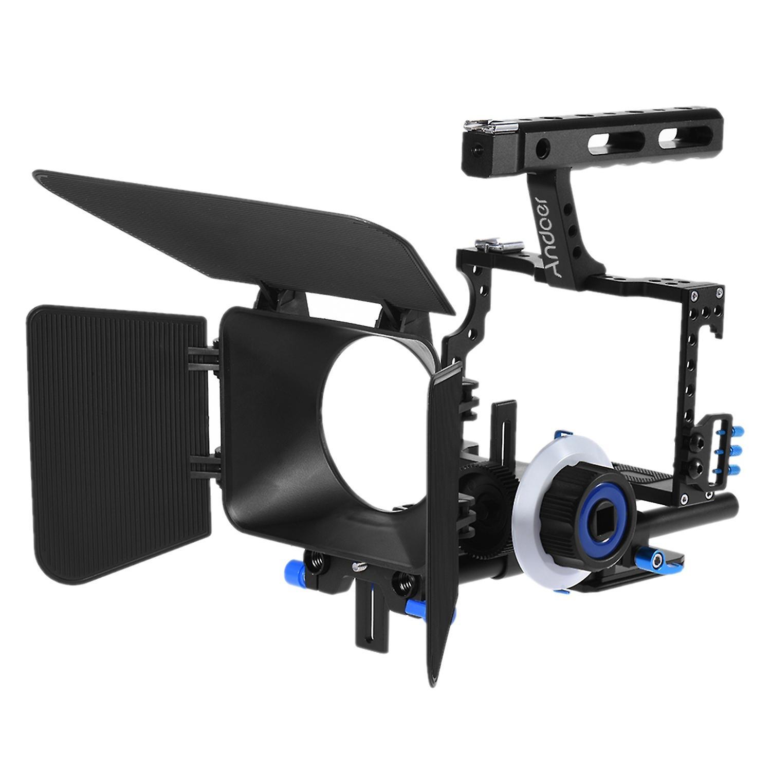 Andoer-2 Andoer C500 Aluminum Alloy Camera Camcorder Video Cage Rig Kit Film Making System w/ Matte Box + Fol