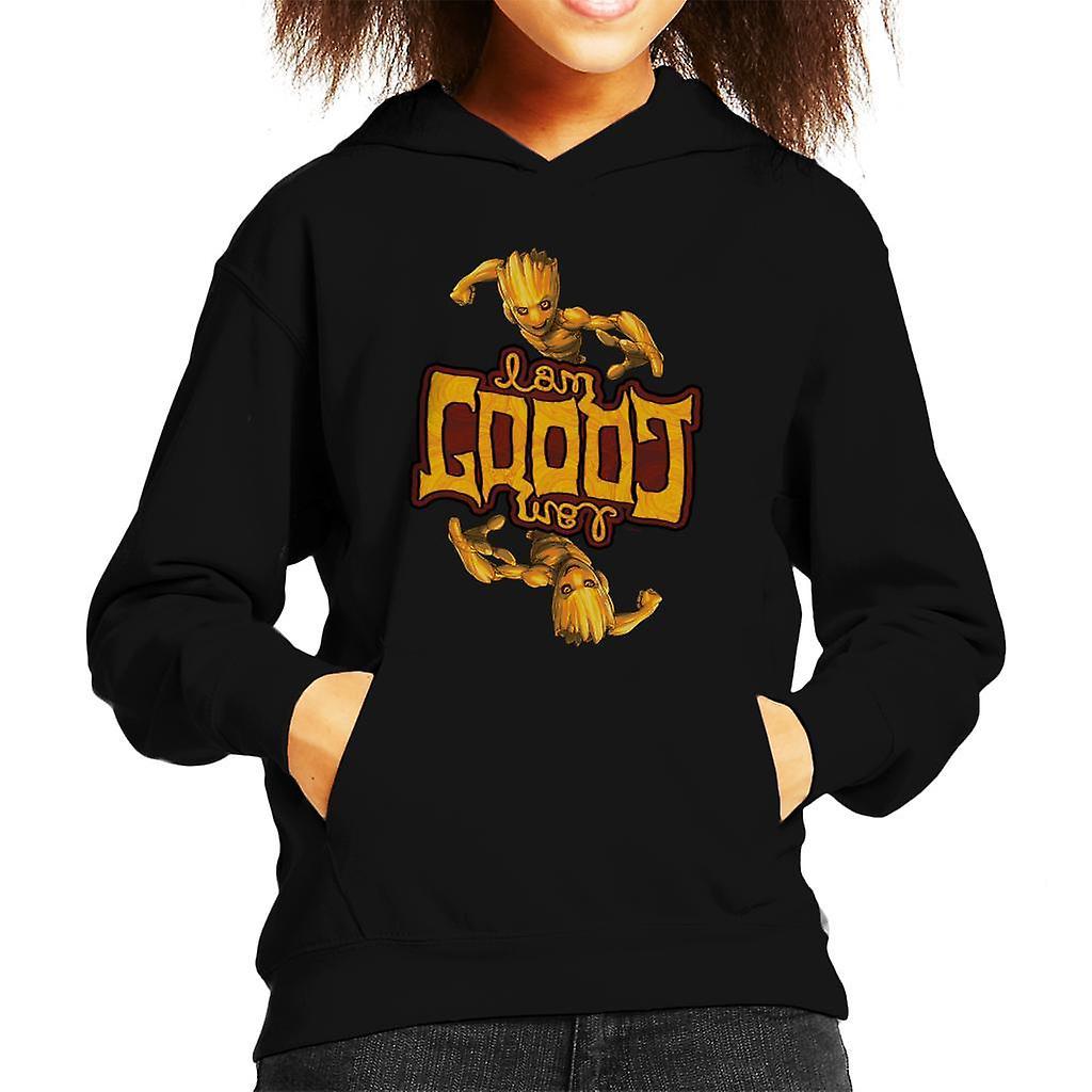 Marvel Guardians Of The Galaxy I Am Groot Symmetry Kid's Hooded Sweatshirt Black Large (9-11 yrs)