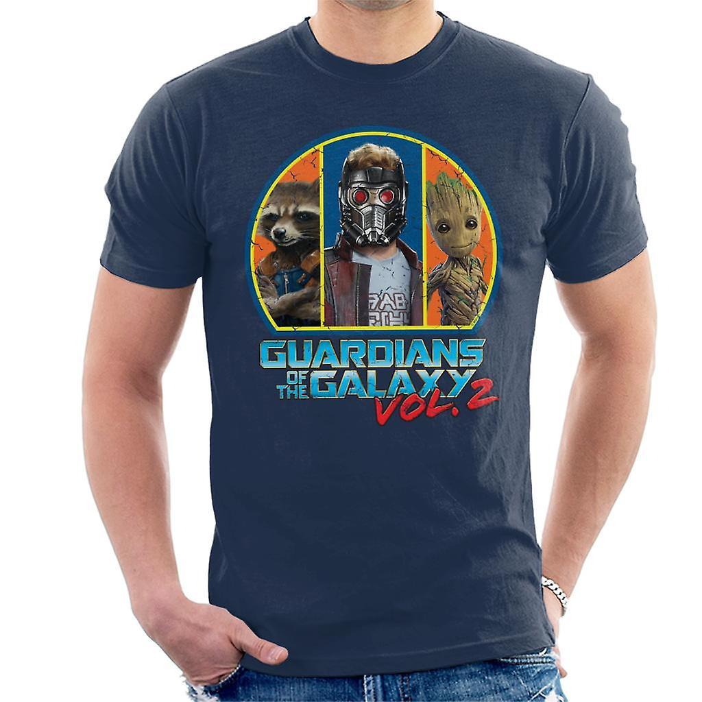 Marvel Guardians Of The Galaxy Vol 2 Main Characters Men's T-Shirt Navy Blue Large