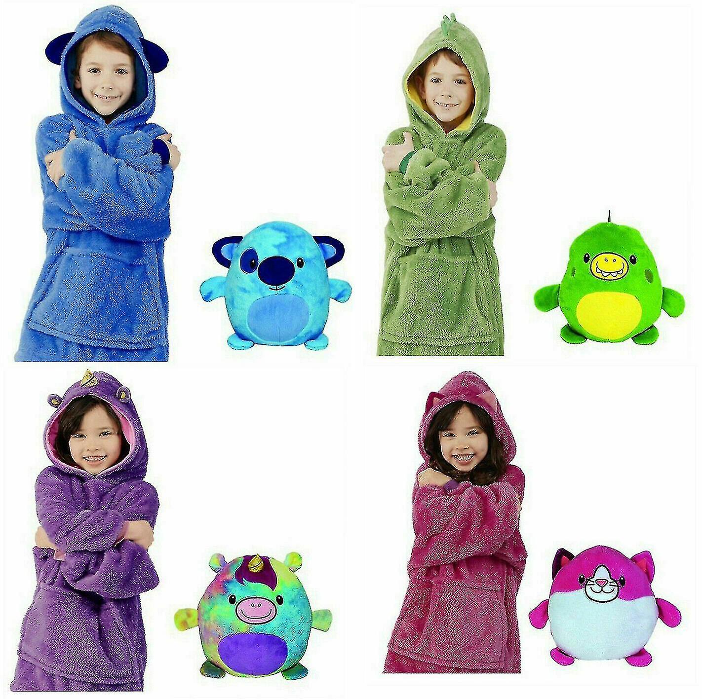 Baron Kids Hoodie Blanket Sweatshirt Oversize Pets Plush Soft Warm Coat Cute Pillow Purple