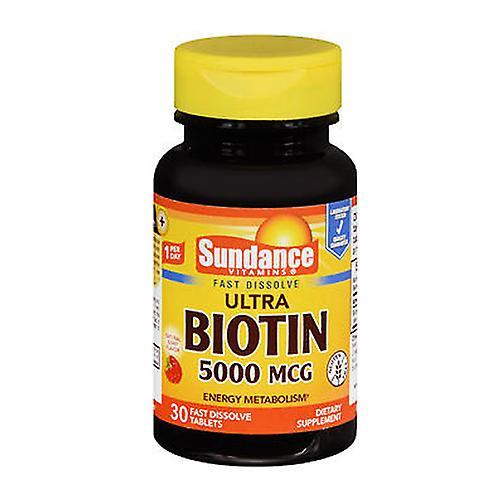 Sundance Vitamins Ultra Biotin Tablets Natural Berry Flavor, 5000 mcg, 30 Tabs (Pack of 1)