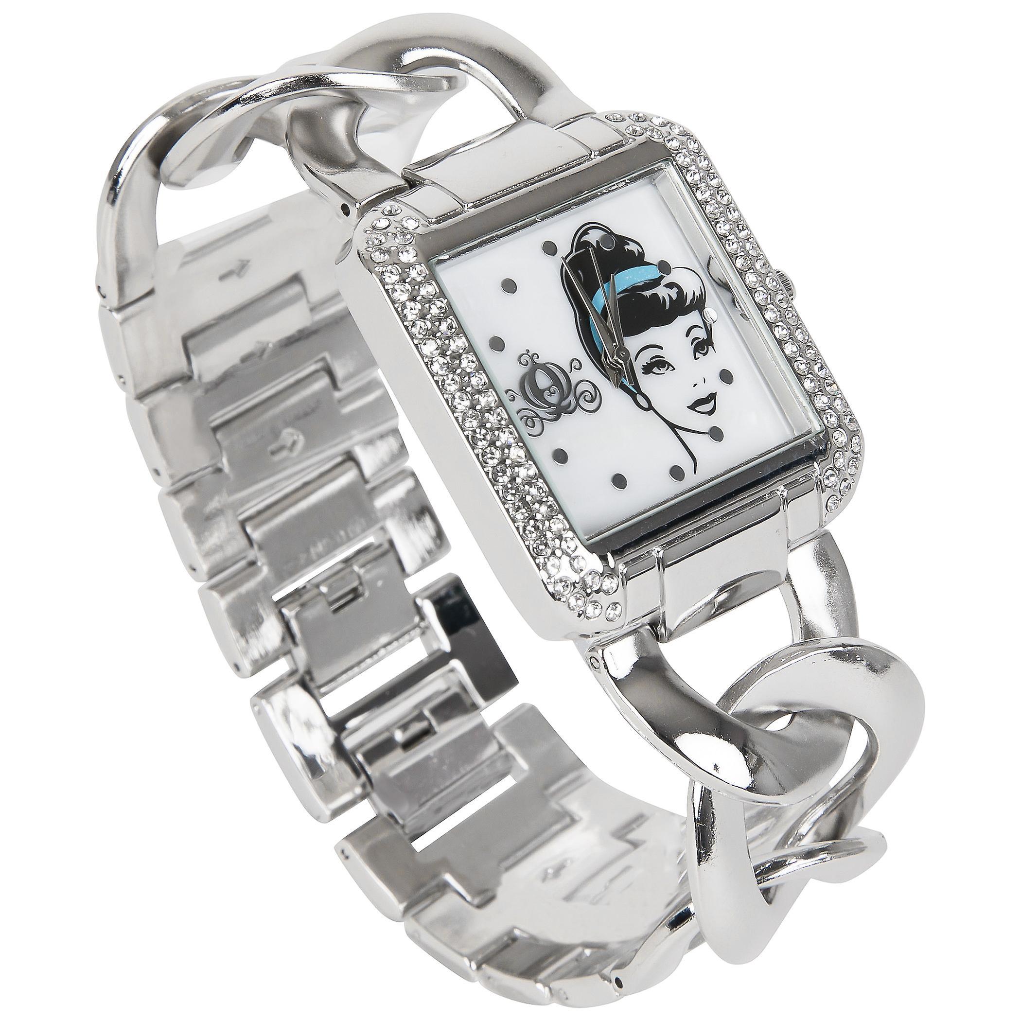 Cartoons Disney 100 Year Anniversary Cinderella Watch with Metal Chain Band Silver