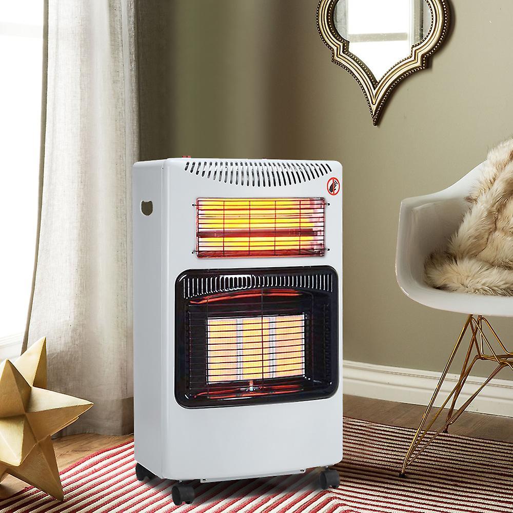 Living And Home Portable Gas Heater Free Standing Space Heater with Wheels , White