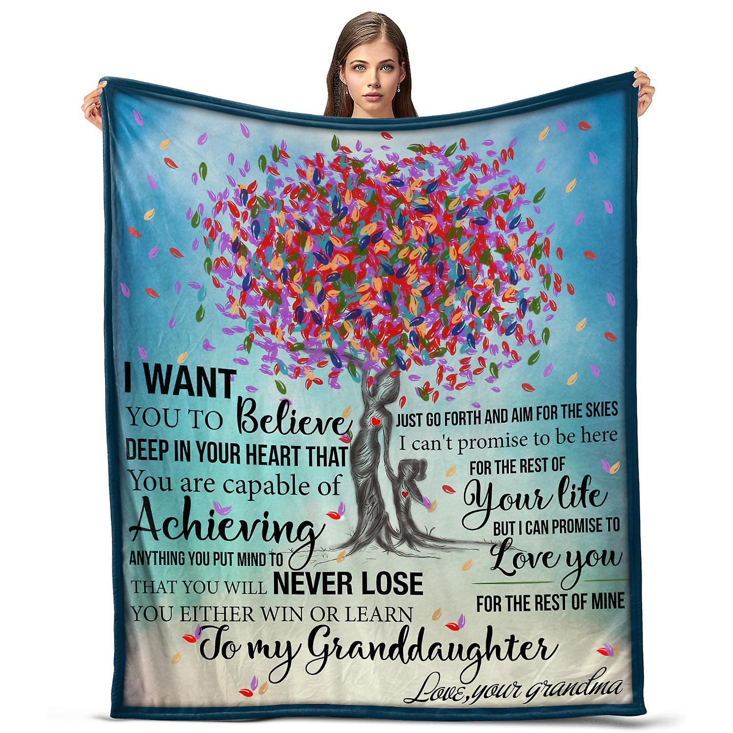 Oasisdream Lightweight and Smooth Blanket for Granddaughter with Grandma Leds Her Sweetheart Print Multi-color 130x150CM