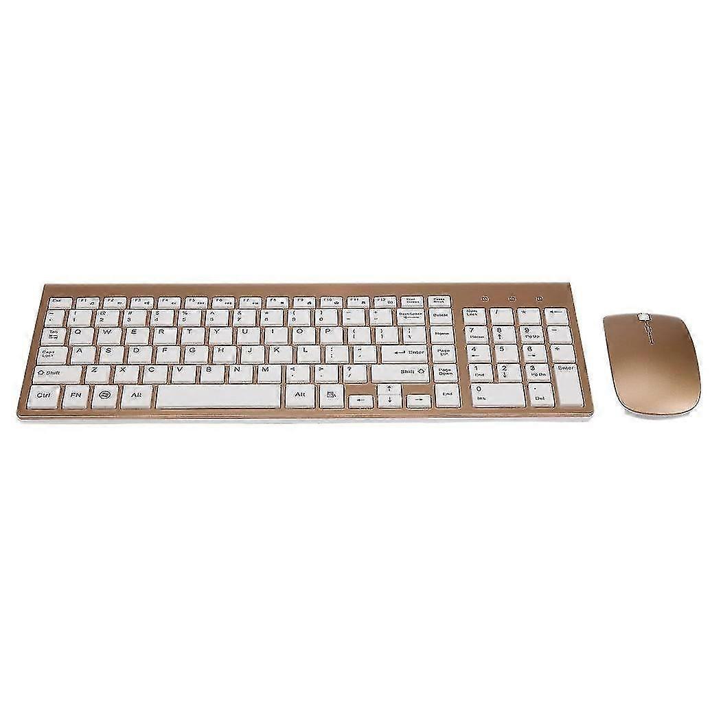 Elrachen 2.4Ghz Wireless Keyboard And Mouse Combo Fit For Mac Pc Windowsxp/7(Gold)