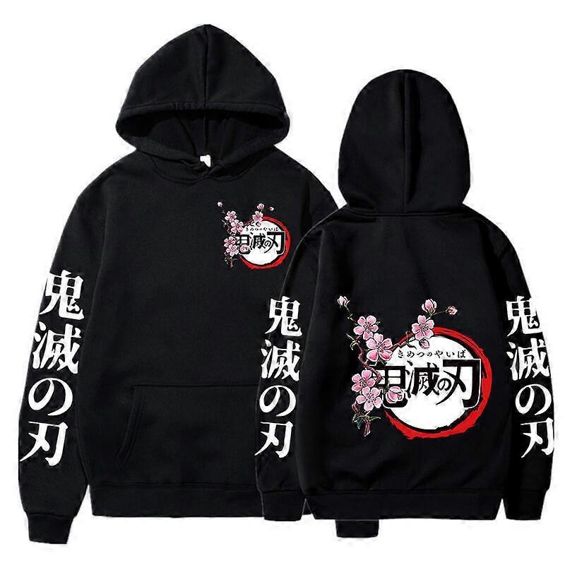 Redkid Demon Slayer Anime Agatsuma Zenitsu Hoodie Kamado Tanjirou Kamado Nezuko Printed Y2k Hoodies Sweatshirts Unisex Sudaderas Hombre Black7 XXL