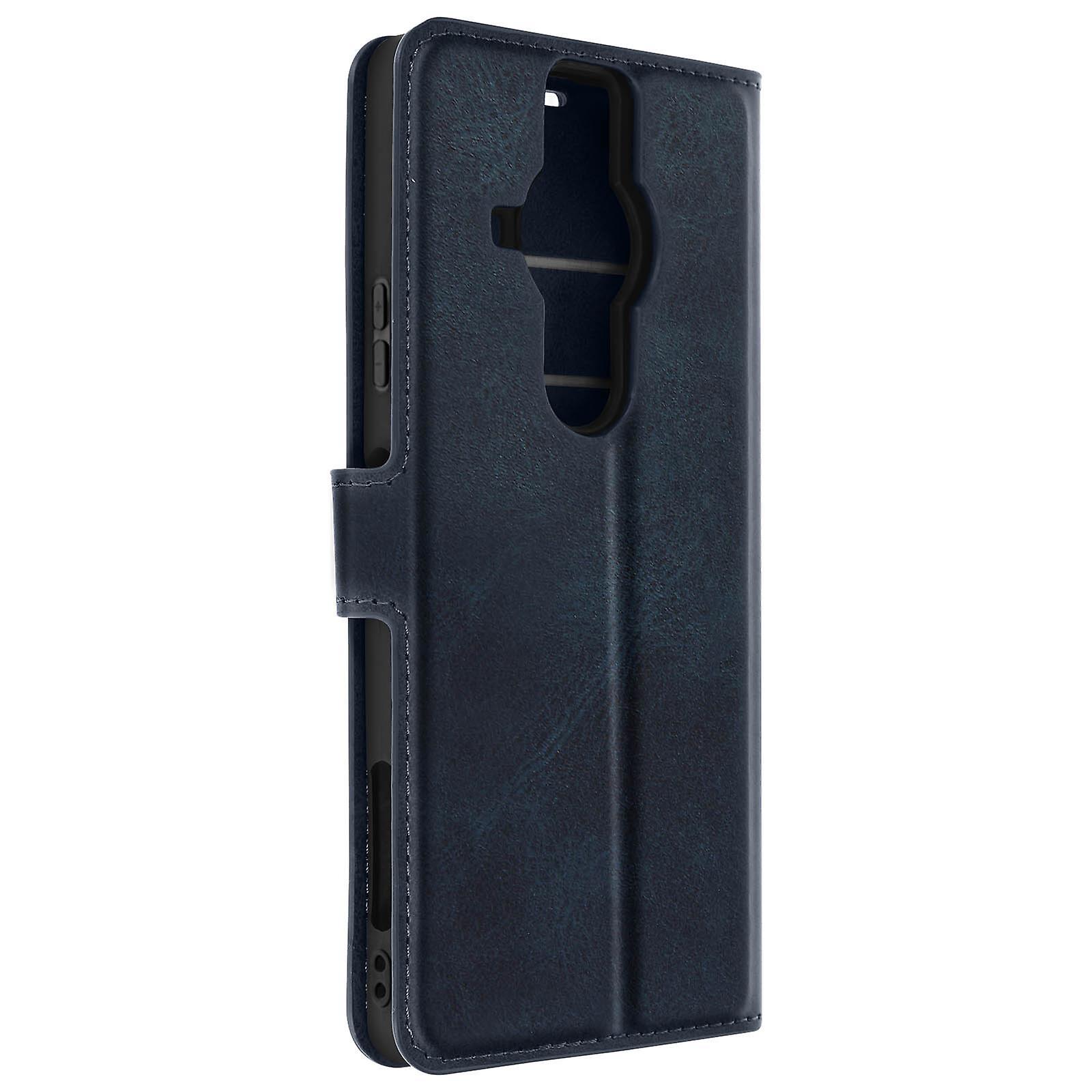 Avizar Sony Xperia Pro 1 Wallet Case Video Stand Magnetic Tab Navy Bleu Nuit