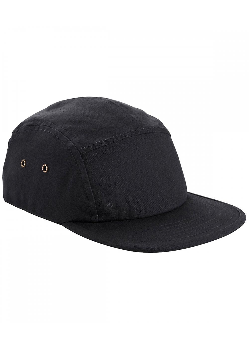 Men's Beechfield Canvas 5 Panel Camper Cap B654 Black One Size