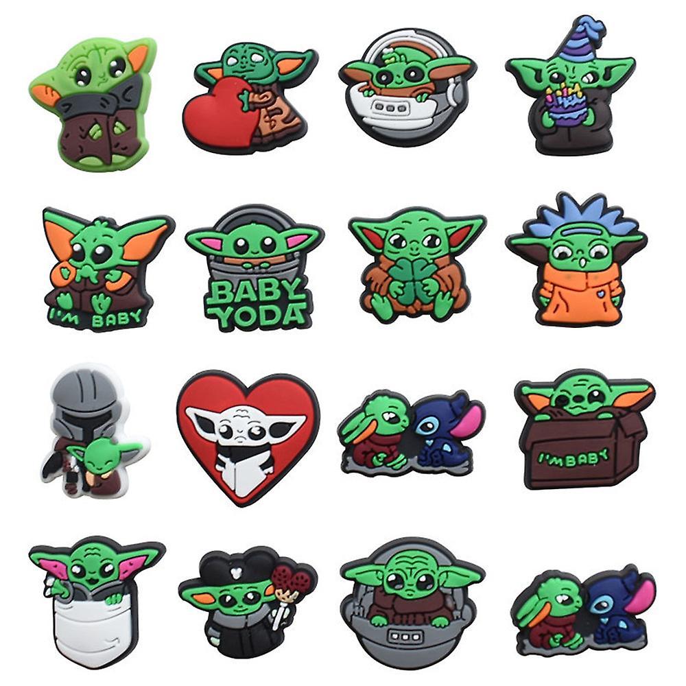 Vicbuy 15pcs Baby Yoda Theme Crocs Shoes Charms Beach Shoe Sandals Decoration Gifts Shoes Accessories Set