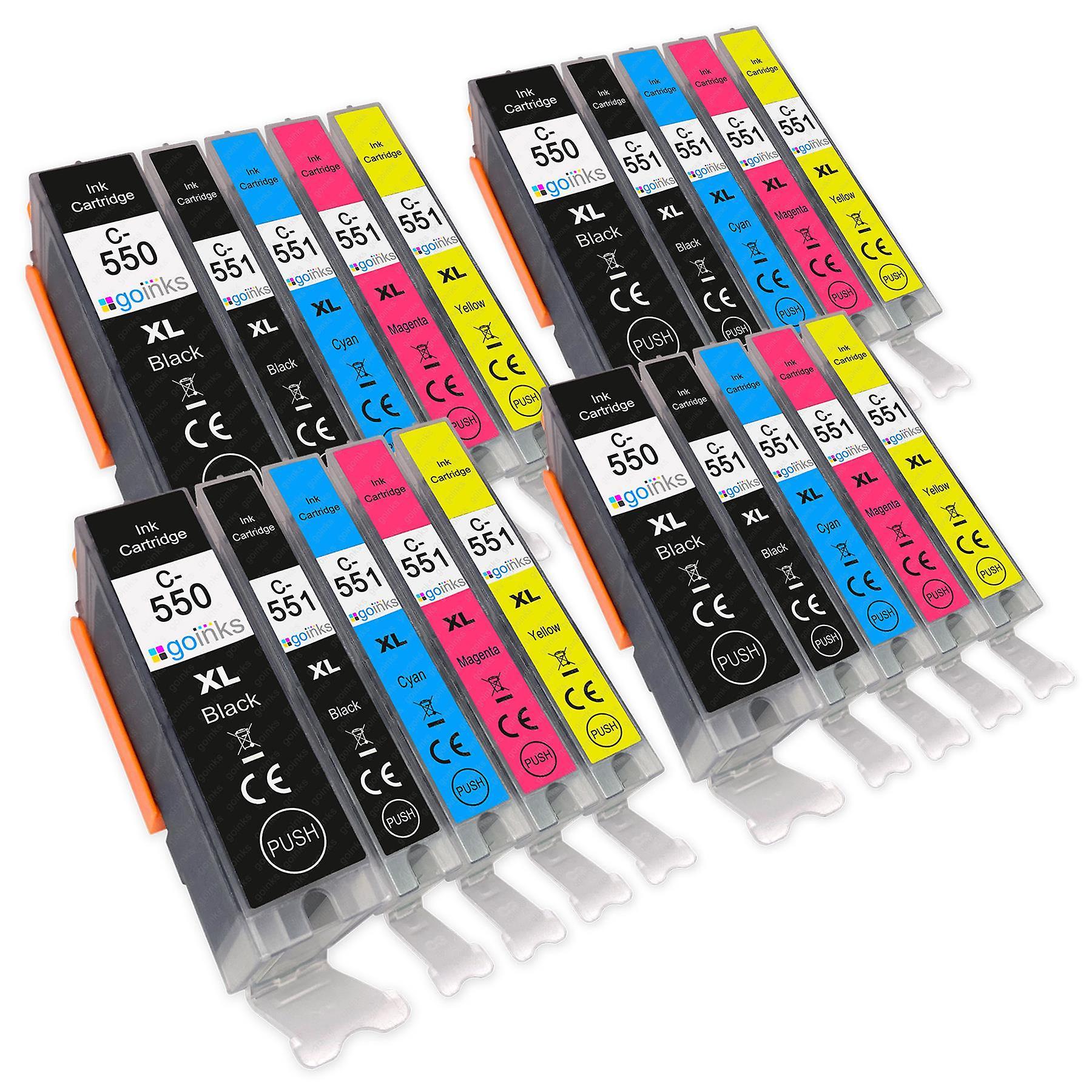 4 Set of 5 Ink Cartridges to replace Canon PGI-550 & CLI-551 Compatible/non-OEM from Go Inks (20 Inks) Black/Cyan/Magenta