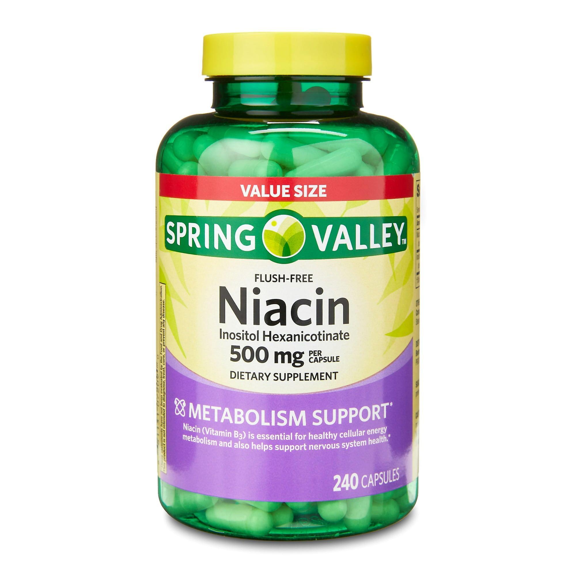 Spring Valley Flush-free Niacin Inositol Hexanicotinate Capsules Twin Pack, 500 Mg, 240 Count