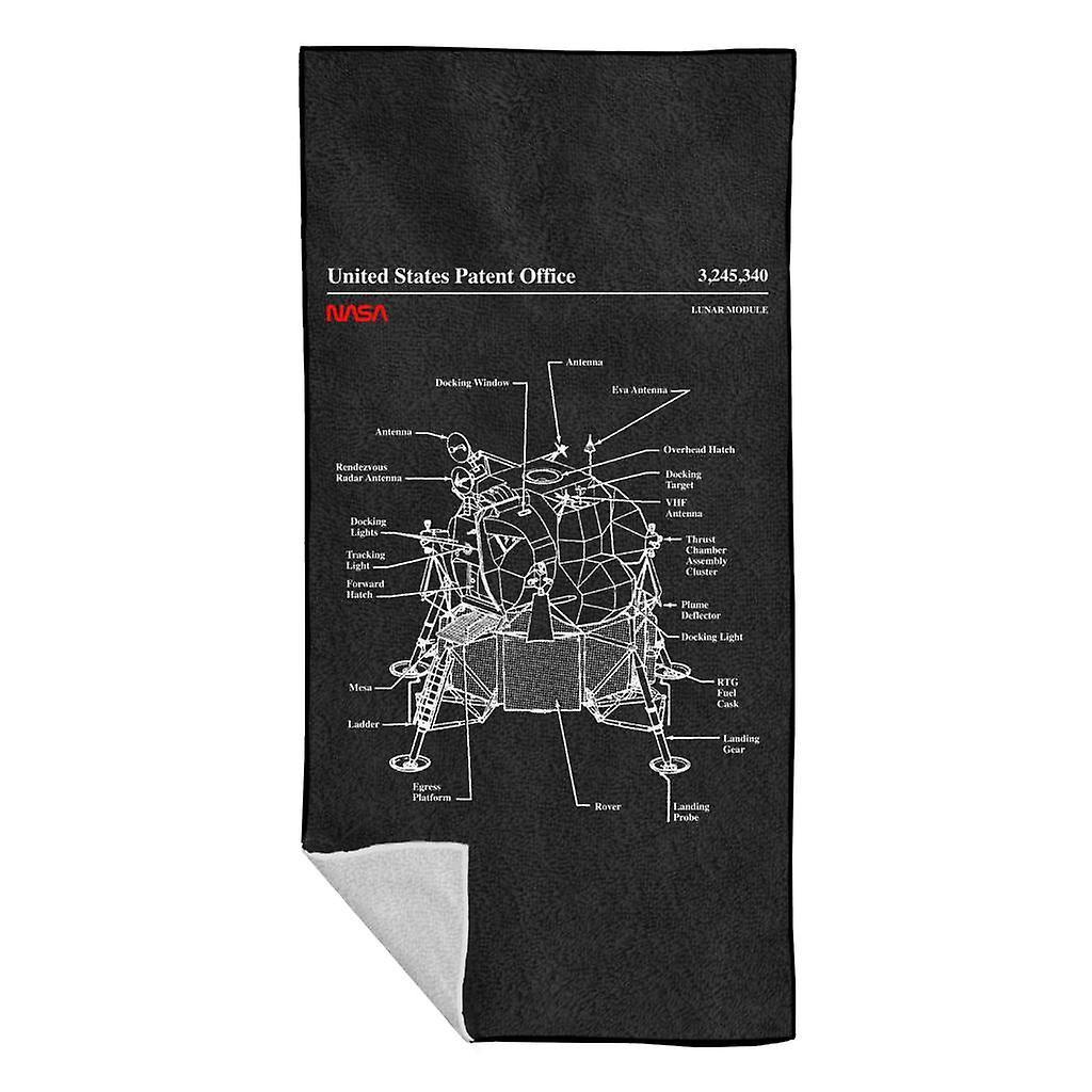 NASA Lunar Module Blueprint Beach Towel Black 70 x 140cm