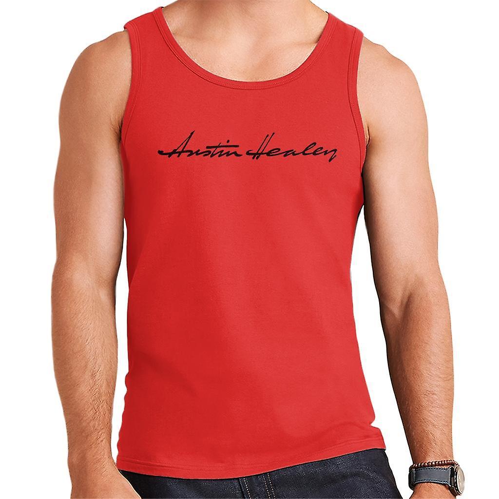 Austin Healey Handwriting Logo British Motor Heritage Men's Vest Red Medium