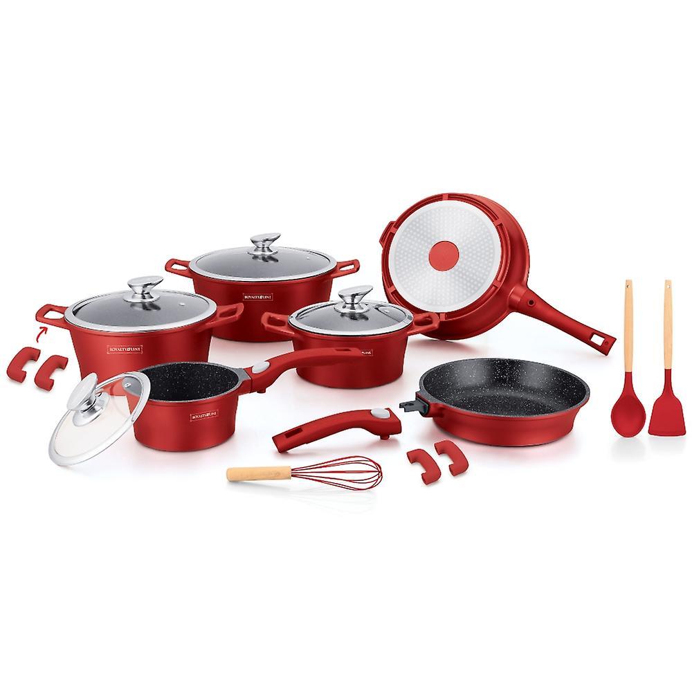 RoyaltyLine 6-Piece Kitchen Set with Marble Coating and Kitchen Utensils - Burgundy