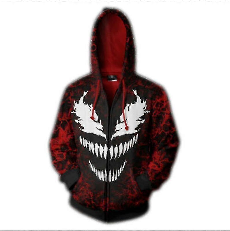 Unbrand Men's 3d Venom Jacket Slaughter Hoodie Jacket Tops Red