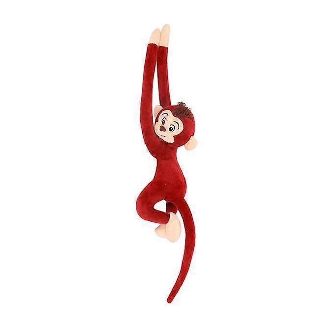 Quikhome 65CM Monkey Long Arm Tail Soft Plush Hanging Doll Toy Red