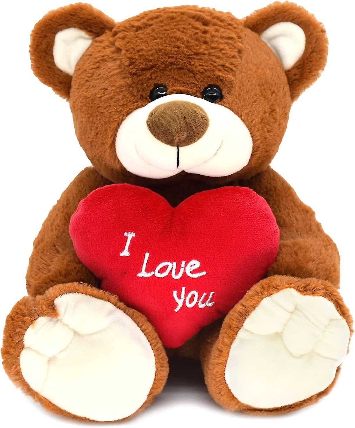 Heytea I Love You! 10'' Teddy Bear with Red Heart, Soft Plush Bear Doll Stuffed Animal Toys Valentines Day Decor Gifts for Her / Girlfriend Lover M...