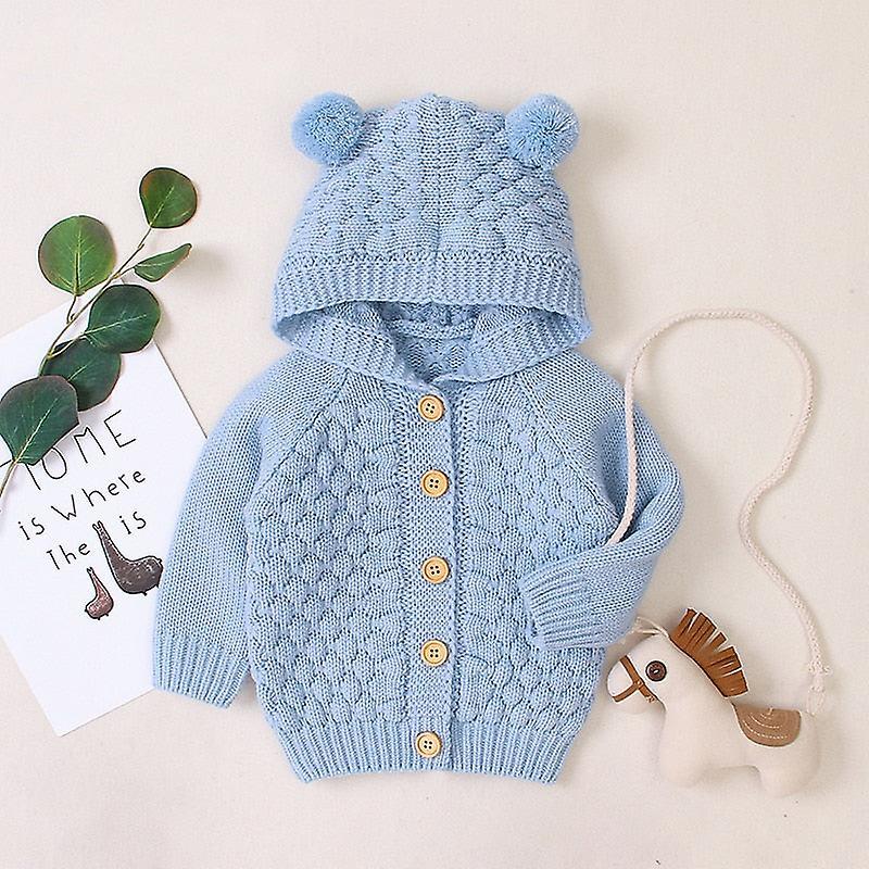 Slowmoose Autumn Infant Hooded Knitting Jacket For Baby Clothes - Newborn Coat For Baby 9M / Blue-193