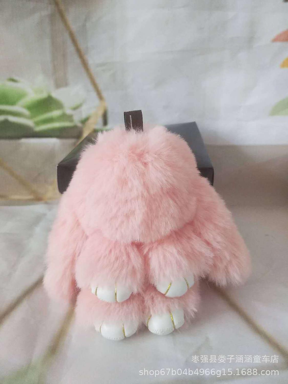 Slowmoose Cute Mini Simulation Easter Bunny - Soft Stuffed Animal Keychain Pink