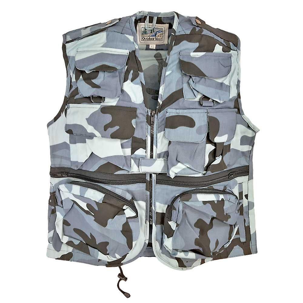 RTC Multi Pocket Fishing Vest Hunting Waistcoat Midnight Camo X-Small