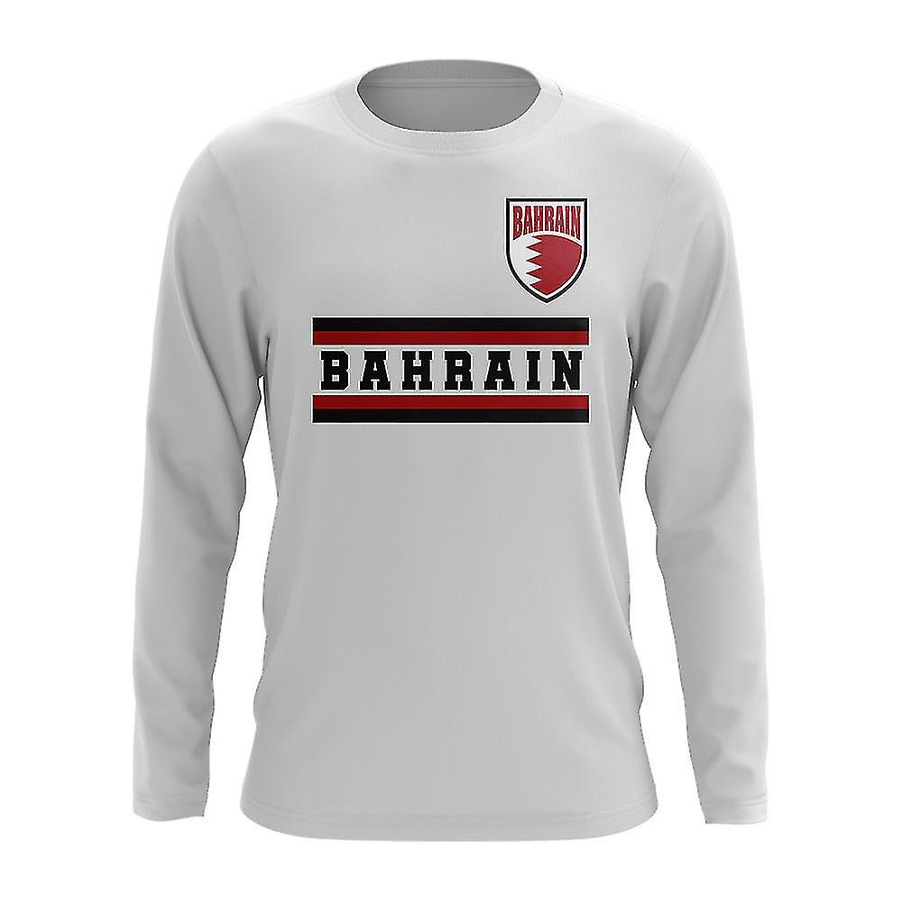 UKSoccerShop Bahrain Core Football Country Long Sleeve T-Shirt (White) Womens M (Size 12 - 34 inch Chest)