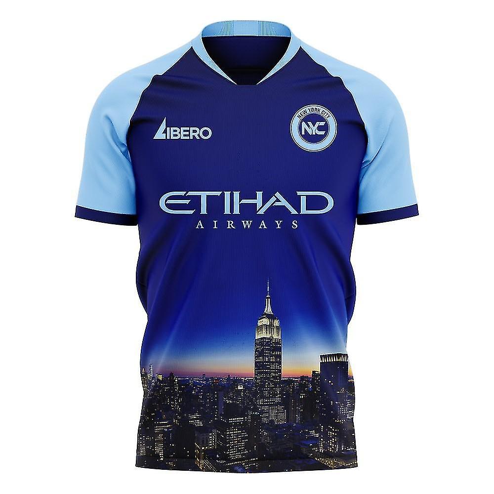 Libero Sportswear New York City 2024-2025 Away Concept Football Kit (Libero) - Kids (Long Sleeve) Blue LB 30-32 inch Chest (75/81cm)