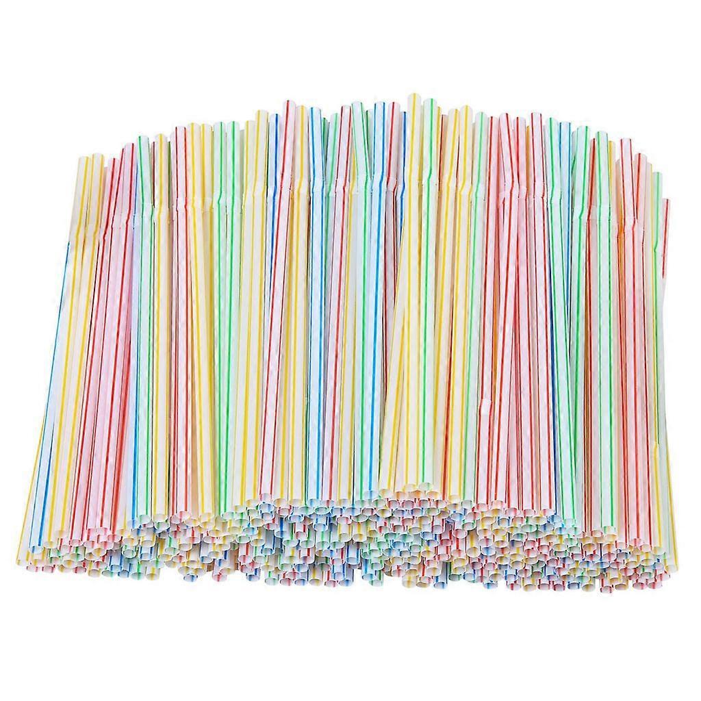 Unbrand 300 Plastic Drinking Straws 8 Inches Long Aed Striped Bedable SZS0641 A