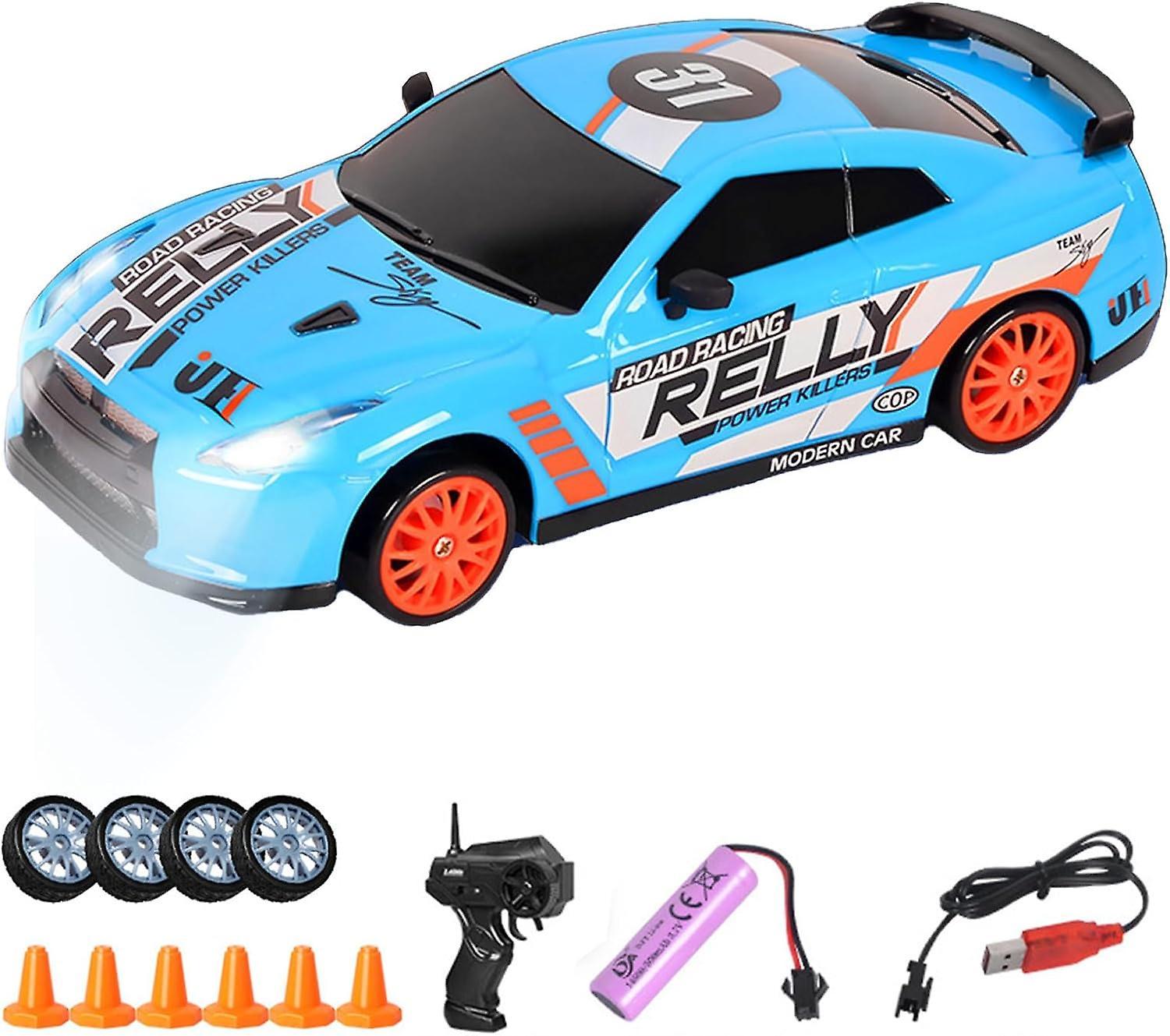 Longzhen 1:24 Remote Control Car Rc Drift Car, 2.4ghz 4wd 15km/h Electric Racing Car, Mini Model Car Toy High Speed Racing Rc Drifting Car A08 - GTR