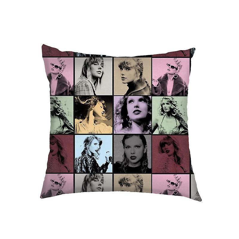 Waytogo Taylor Swift Theme Cushion Cover Square Throw Pillow Case Music Fans Swifties Gift Home Decor For Couch Sofa Bed Car C