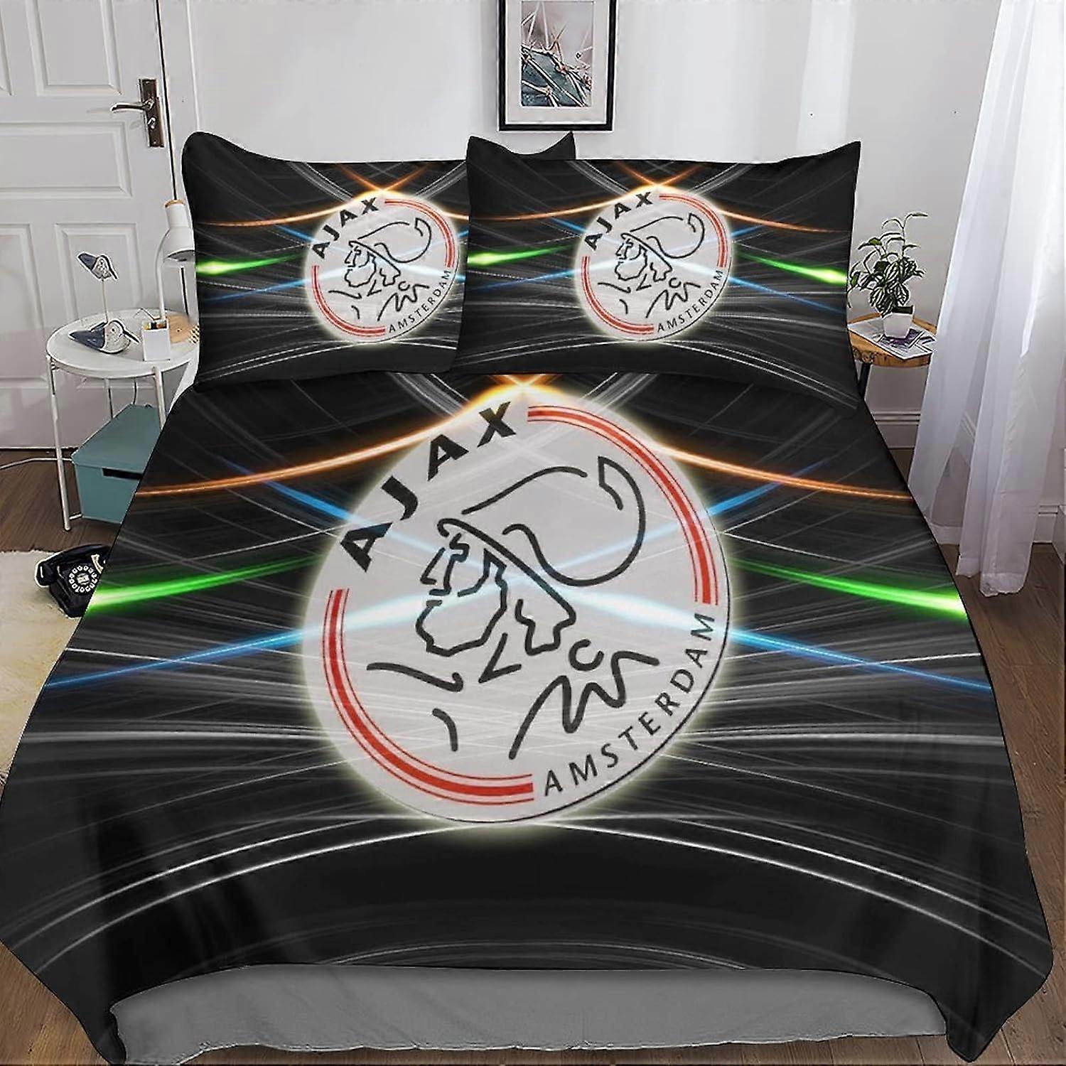 Kerota Ajax Logo Duvet Cover D, Parts Football Sports Microfiber Duvet Cover Bedding Suitable for Teens and Adults Kingxc Single135x200cm