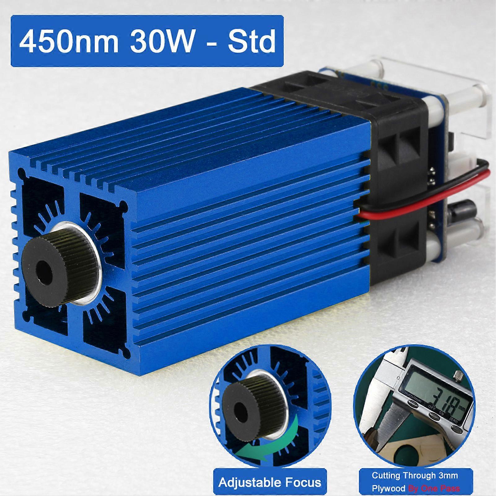 Redkid 30W Laser Module Laser Head 450nm Blue Lase For Laser Engraving Machine CNC DIY Laser Wood Marking Engraving Tool 30W-Std